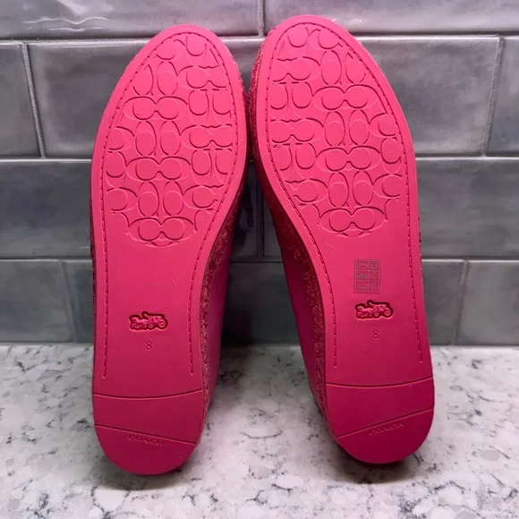Coach Charlie Espadrilles Pink Petunia Leather Shoes Women’s 8 New - Picture 11 of 11